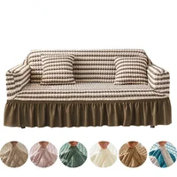 Sofa Cover for Living Room Thick Ruffled Seersucker Elastic L Shaped Corner Sofa Cover 1/2/3/4 Seater Cover for Sofa 1