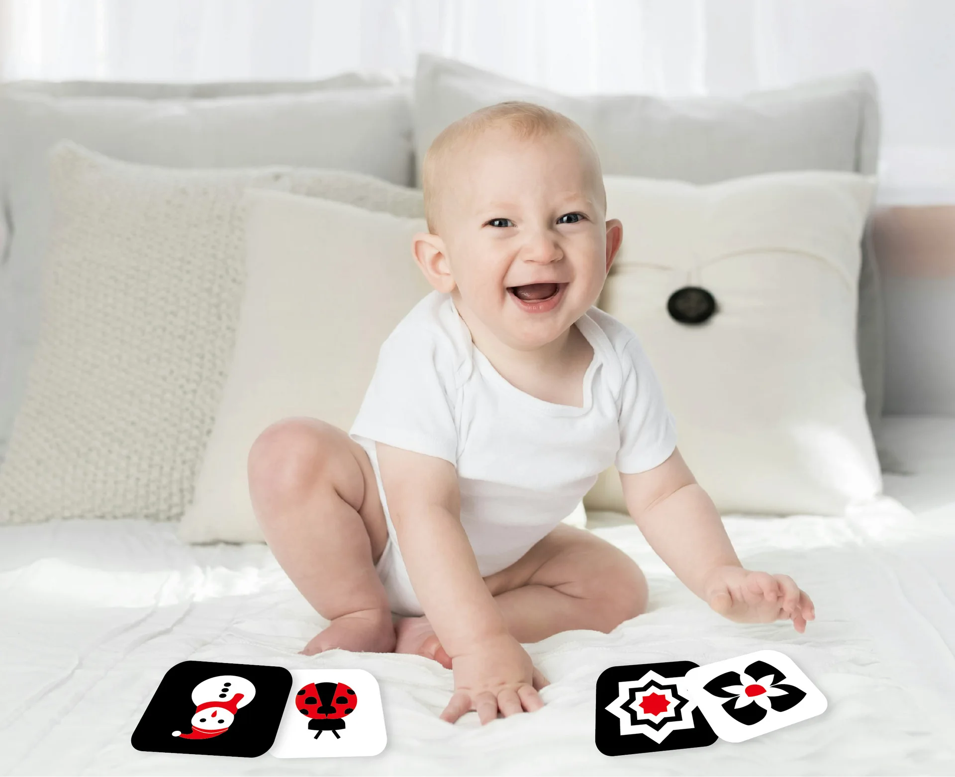 Newborn High Contrast Flashcards Black&White Sensory Toys for 0-3Y Infants Montessori Brain Development with Texture Cards