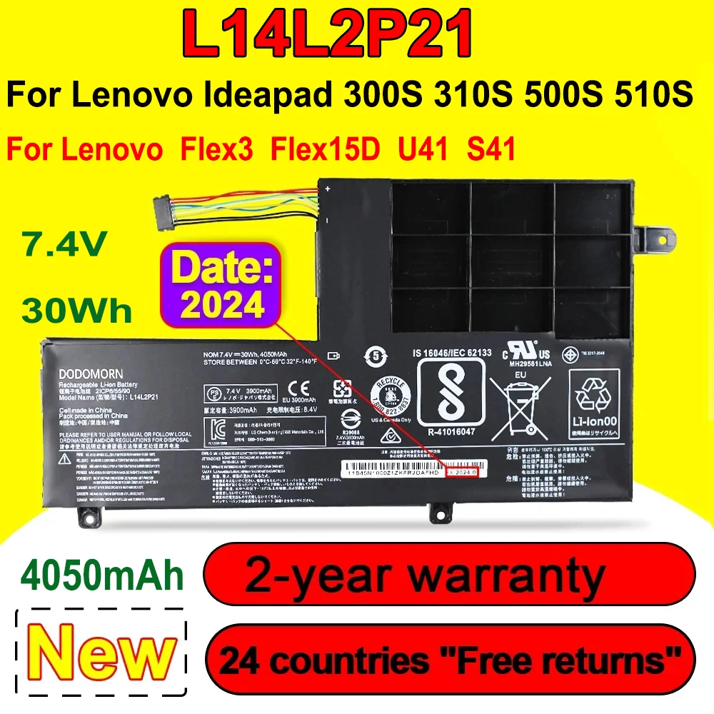 Новый аккумулятор L14L2P21 для ноутбука Lenovo Yoga 500-14 500-15, для Lenovo Ideapad 300S 310S 500S 510S,Flex3 U41 S41 Flex15D Series