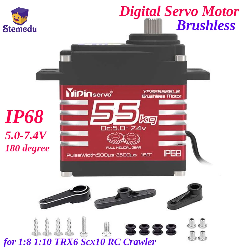 55kg yp3255bls digitaler Servomotor bürstenloser, halb metall winkel gesteuerter ip68 mit hohem Drehmoment für 1:8 1:10 trx6 scx10 rc Crawler – Detail 2