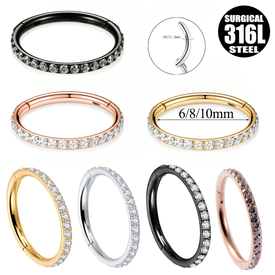 Anelli Clicker Naso Acciaio Chirurgico 316L - Ipoallergenici, 3 Misure, Per Piercing Daith/Septum - Foto 4