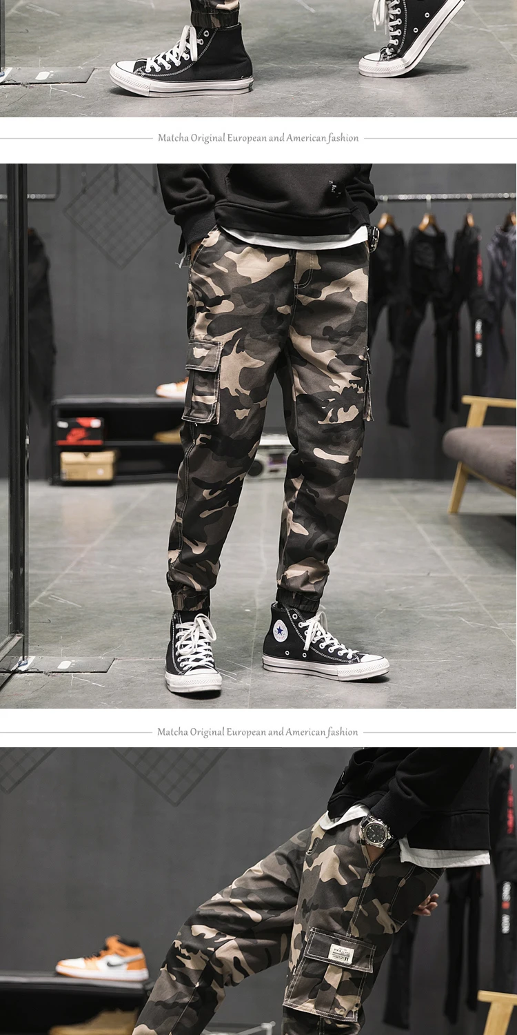 Men Hip Hop Black Cargo Pants joggers Sweatpants Overalls Men Ribbons Streetwear Harem Pants Women Fashions Trousers green cargo pants men