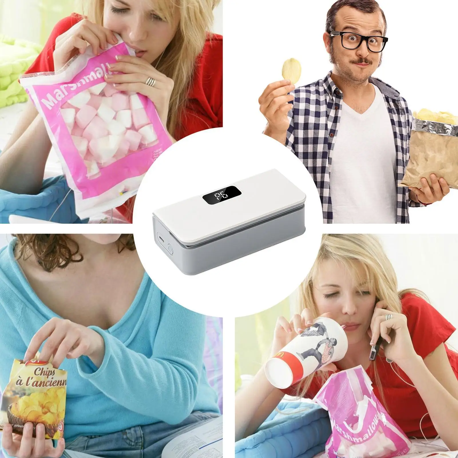 Plastic Bag Sealer Mini Heat Bag Sealing Machine Rechargable Plastic Storage Package Sealer Handheld Clip Bag Food Heat Sealer 5