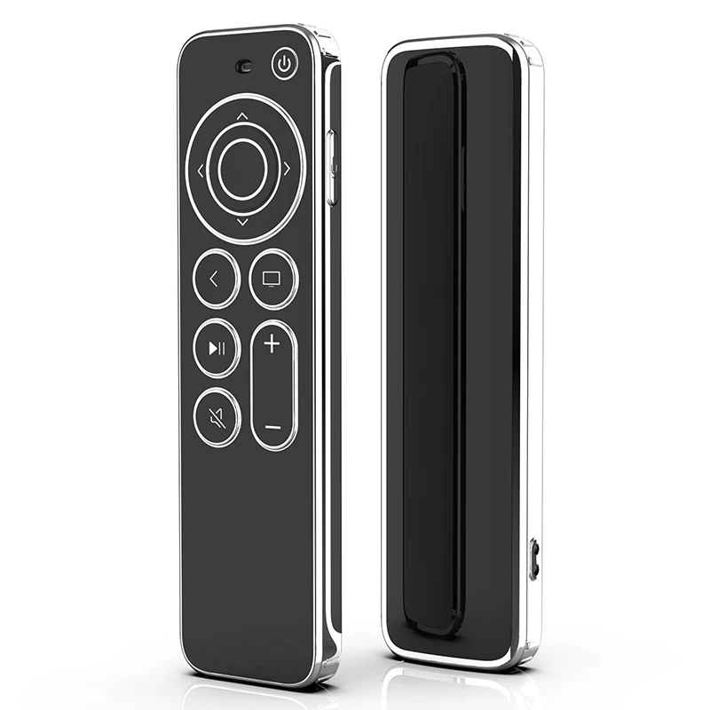 TPU Silver Edge Case Compatible With Apple TV 4K/HD Remote Control Prevent Scratches Drop Protection Transparent Protective Case 5