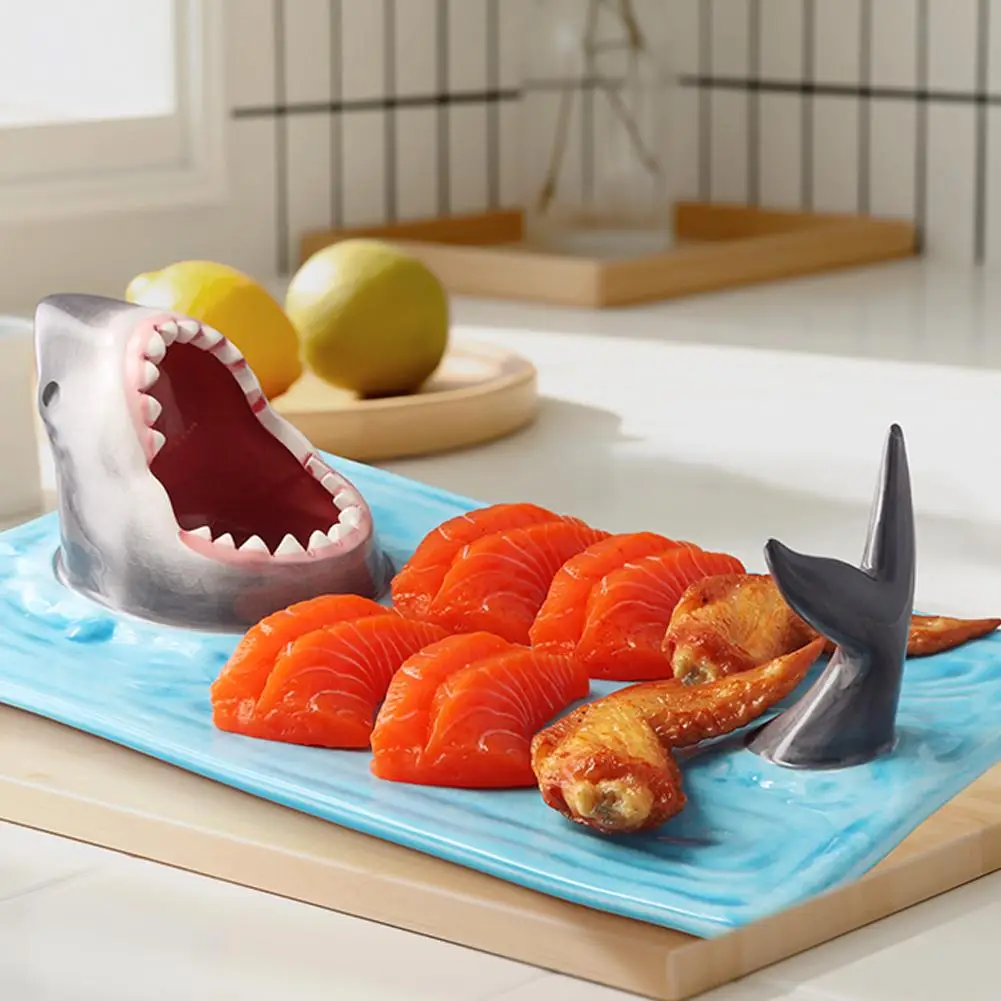 Unique Shark Shape Plate Funny Decorative Ceramic Sushi Plates For