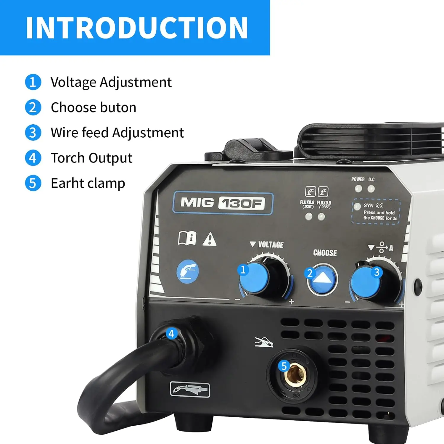 MIG Welder,Flux Core Welder Machine 110V 130Amp, Gasless MIG Welding Machine IGBT Inverter