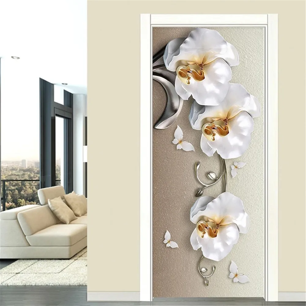 PVC Door Sticker 3D Abstract Wallpaper Living Room Art Poster waterproof Self-Adhesive Mural wall Stickers door wallpaper stickers