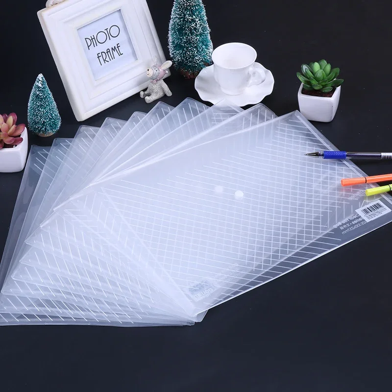 File folder A4 Transparent document bag Rope buckle hasp button classified storage stationery bag Office School 10pcs/lot