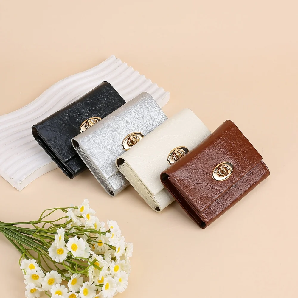 Zipper Coin Purse Multi-Card Oil Leather Wallet Card Holder Oily Women'S Wallet For Travel Shopping Casual Outings