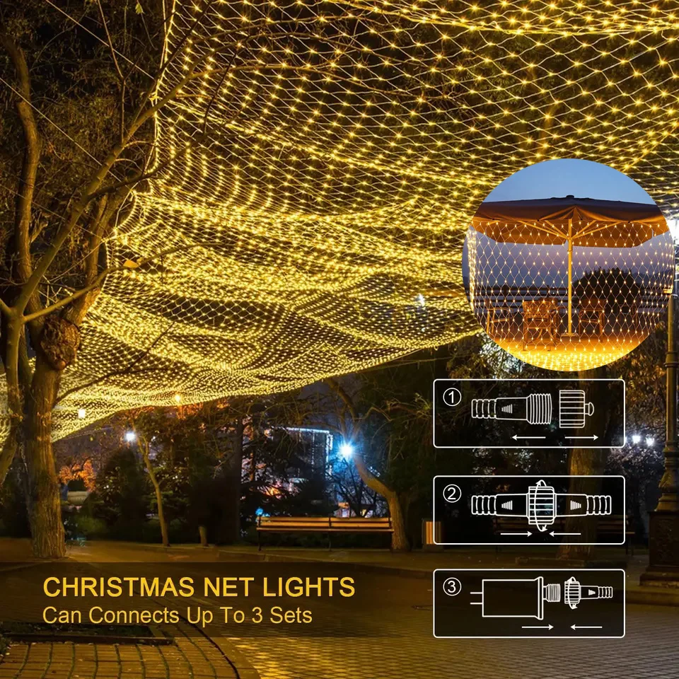 Weihnachten Dekorationen Lampe LED Fischernetz Licht Im Freien Wasserdichte Straße Baum Dekoration Licht Hochzeit Festival Mesh Licht