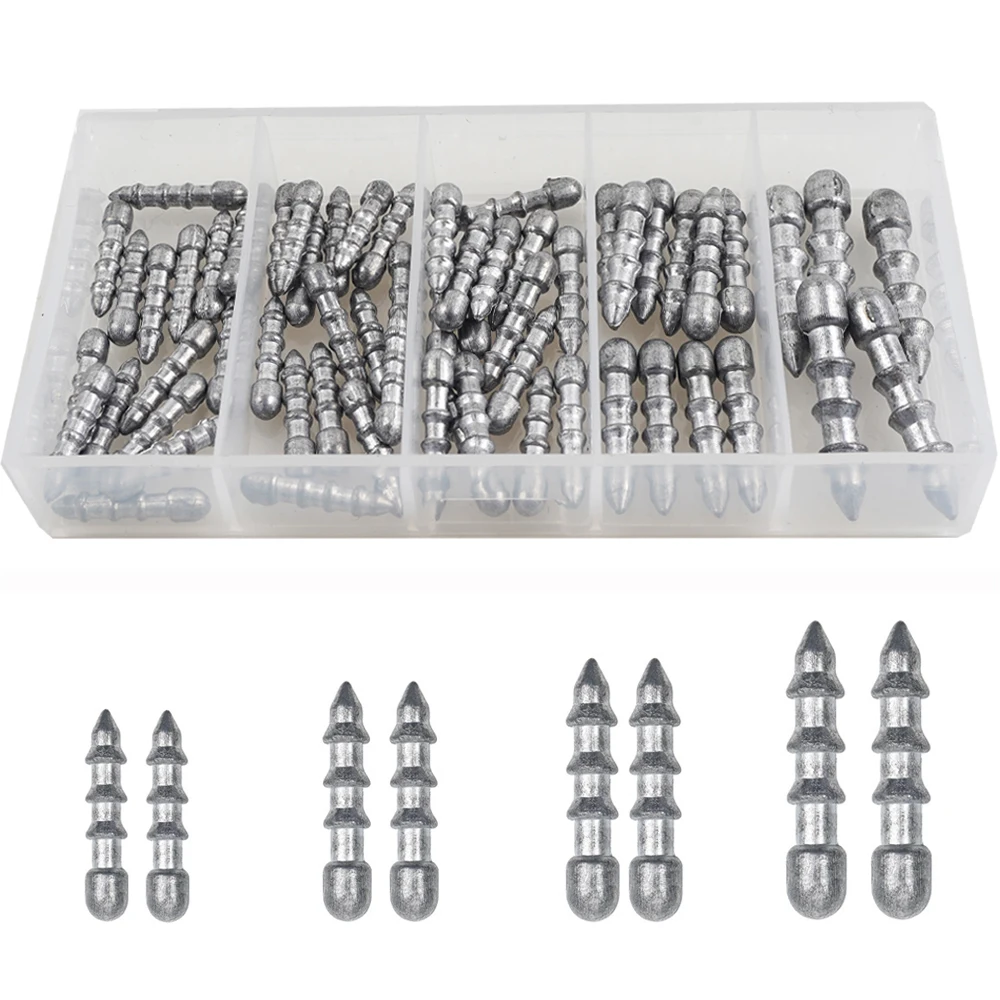 60pcs Nagel gewichte Wurm Angeln Platinen Einsatz Gewichte für verrückte Rigs Neko Rig Werkzeuge Bass Forelle weichen Wurm Köder Angel gerät