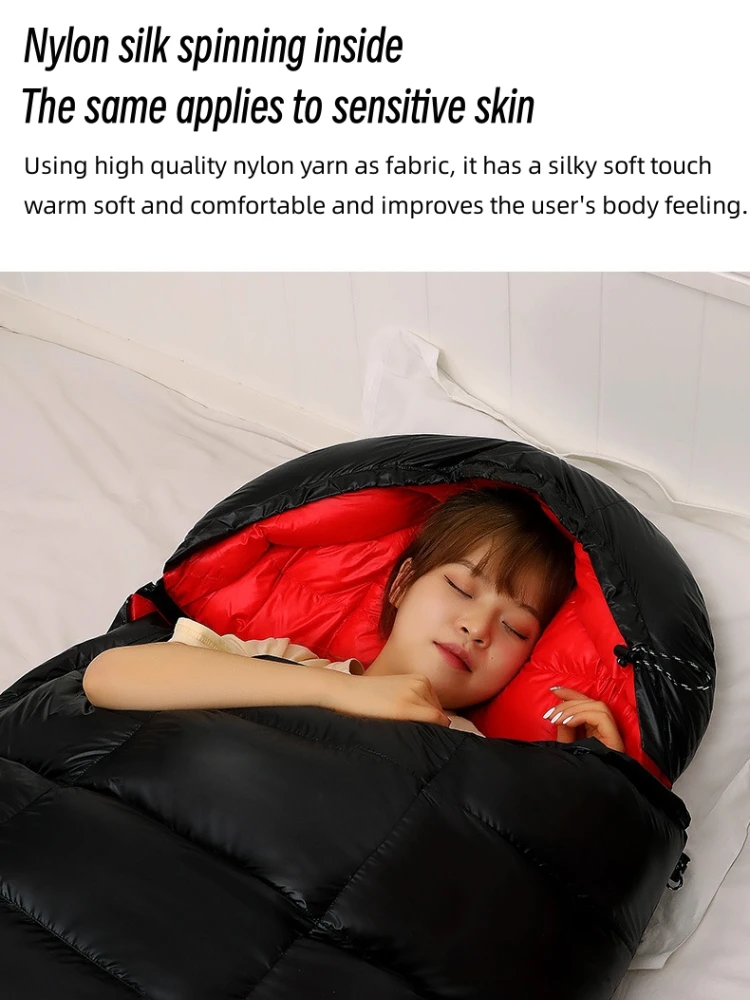 Down Sleeping Bag Adults Outdoor Camping Double Warm Camping Goose Down Sleeping Bag & Quilt for Two Purposes Double Splice