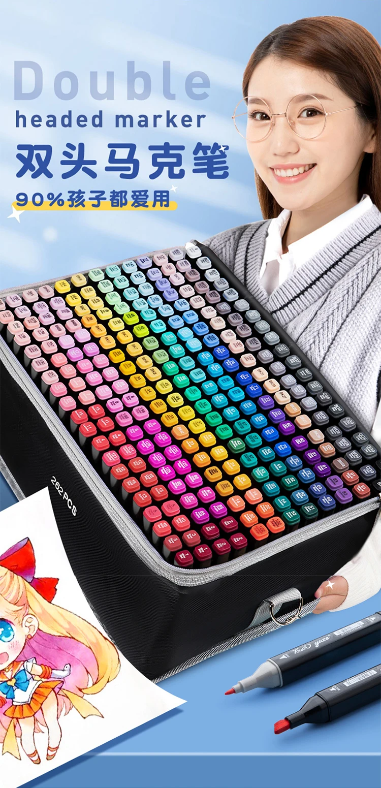 6-262 Colors Art Markers Pens Painting Set Double Head Brush Drawing  Highlighter Professional Manga School Supplies Stationery - AliExpress
