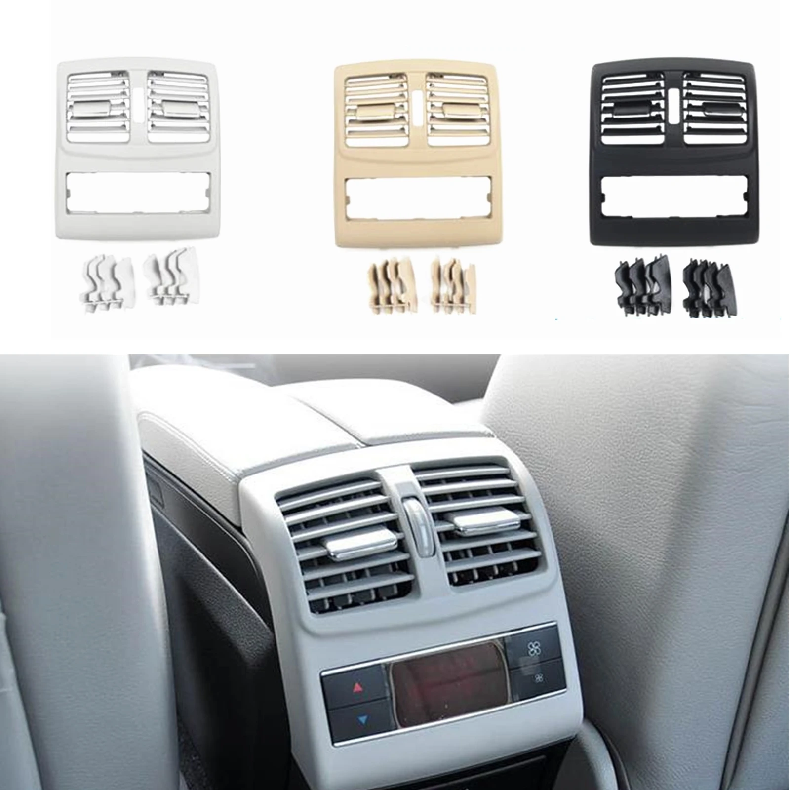 

For Mercedes Benz W212 E Class 2009-2011 Interior Rear Center Console Fresh Flow Air Conditioning Outlet Vent Grille Grill Cover