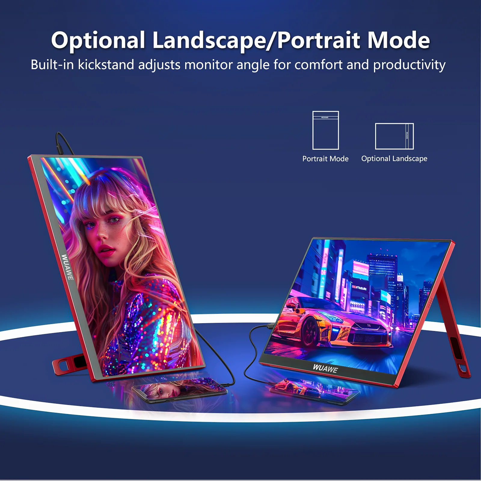 WUAWE 16インチ ポータブルモニター FHD 60Hz HDR Amazon.co.jp: WUAWE 16インチ 1200P 120Hz ポータブルモニター