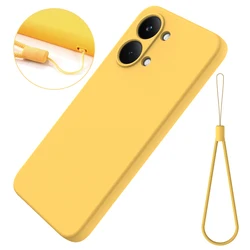 Premium Liquid Silicone Strap Case with Flocked Interior for Poco X8 Pro (Yellow)