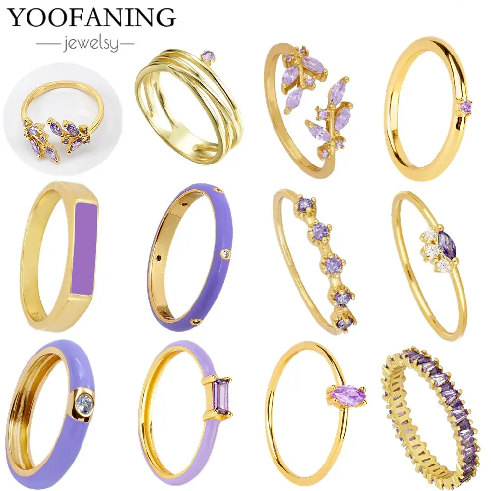 Exquisite 18K Gold-Plated Amethyst Ring for Luxurious Women's Fashion