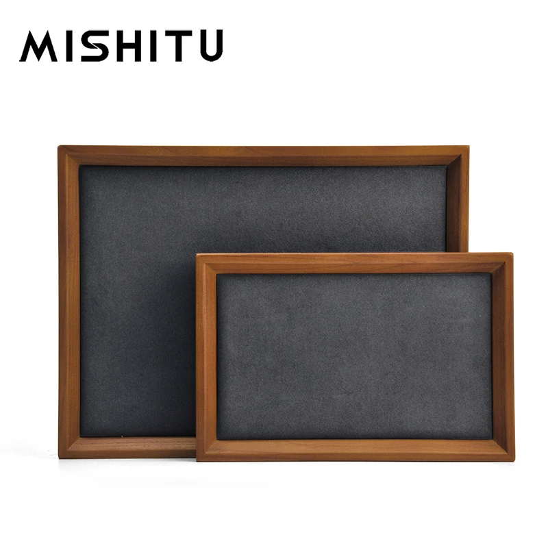 

MISHITU Solid Wood Jewelry Display Tray Sieraden Opbergvak Display Ring Armband Ketting Opbergdoos Showcase Lade Organizer Trays