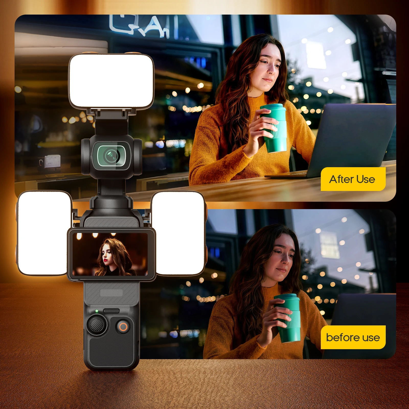 Zusatzlicht für DJI OSMO Pocket 3, wiederaufladbarer LED-Fülllicht-Aufsatz aus Kunststoff für Selfie-Vlog-Videoaufzeichnung – Detail 3
