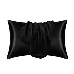 Luxurious Silk Pillowcase for Hair and Skin - Silky Satin Comfort and Elegant Home Decor (1pcs black)