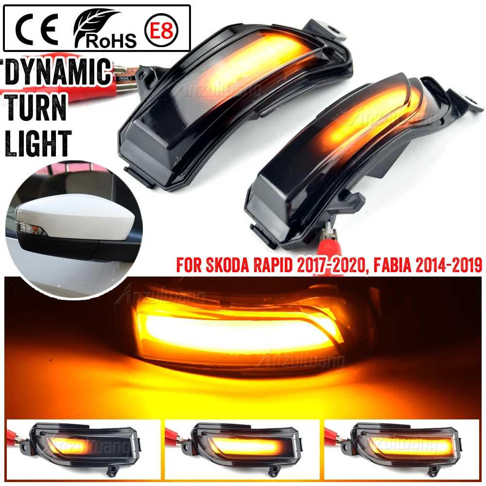 

2pcs Side Mirror indicator Dynamic Sequential Flowing LED Turn Signal Light For Skoda Fabia 2014-2019 Rapid 2017-2020