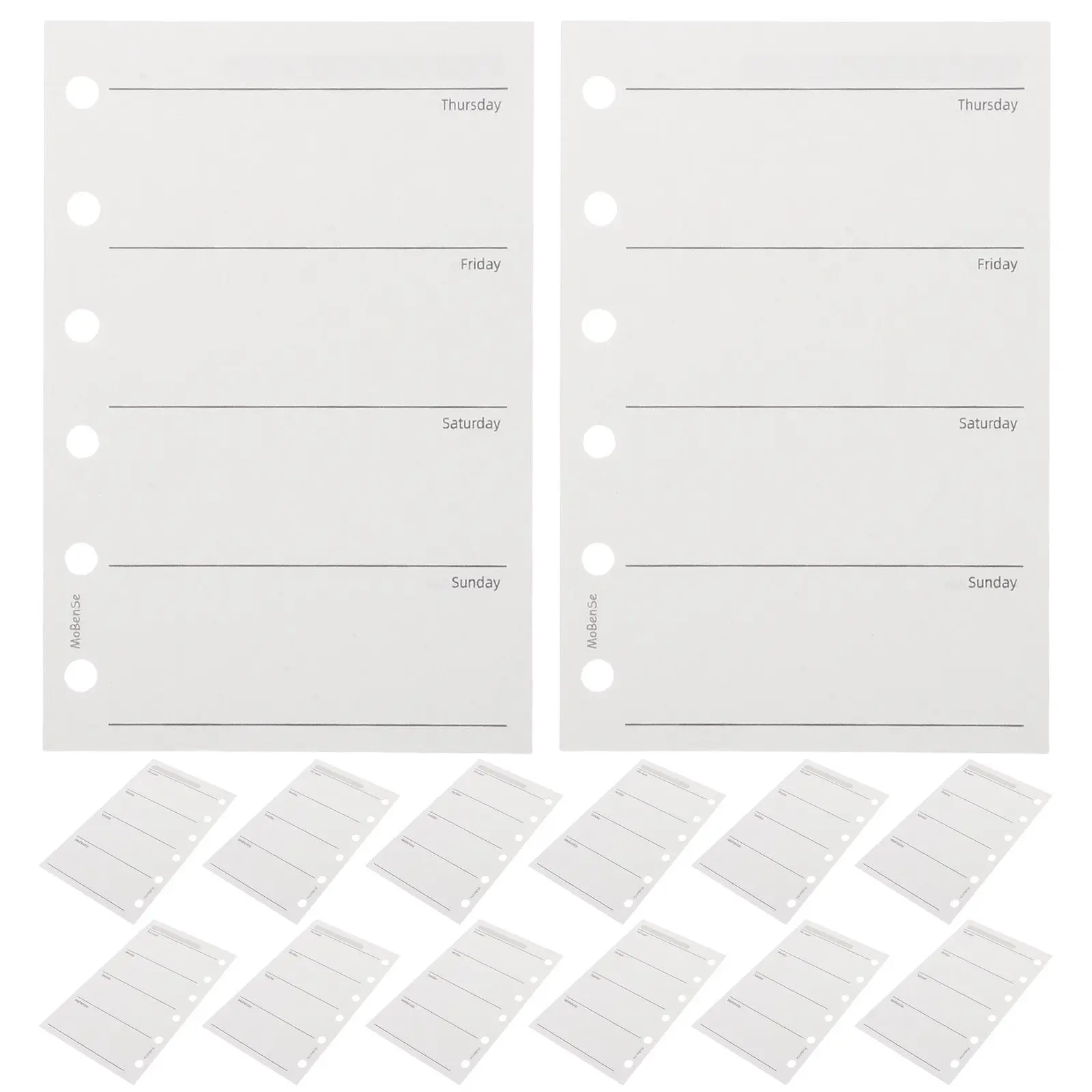 200Pcs 위클리 플래너 종이 리필 A7 6홀 바인더 인서트 4.7x3.1 양면 120Gsm 빈 스케줄러 시트 개인 플래너