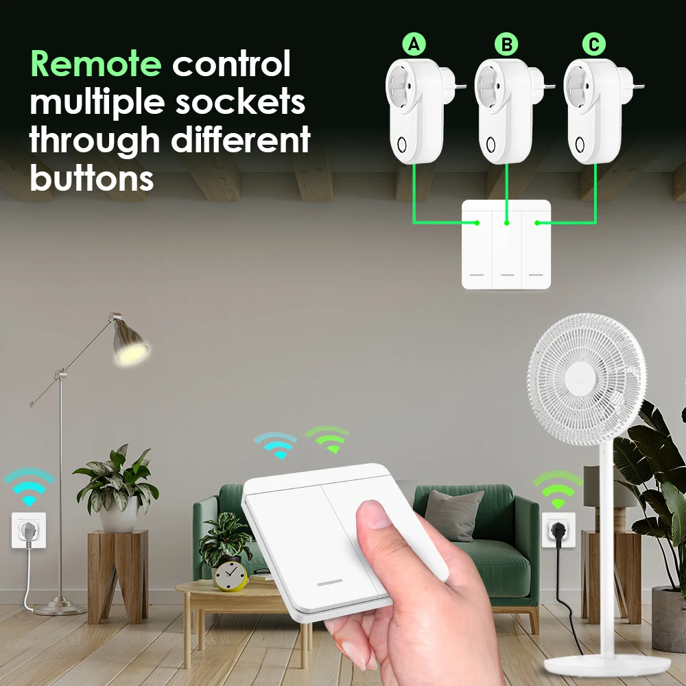 Description Picture 6 of item433Mhz Wireless Socket Remote ON OFF Smart Plug EU FR With Wall Switch Electrical Outlet 15A 220V  For Home Appliance Light Fan