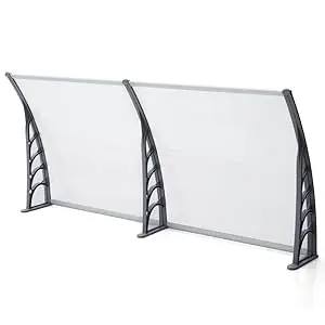 Vordach für Haustür, 200 x 100 cm, Vordach für Vordertür, Pent-Überdachung aus Polycarbonat, Vordach 5 mm, transparentes Bogendach – Detail 3