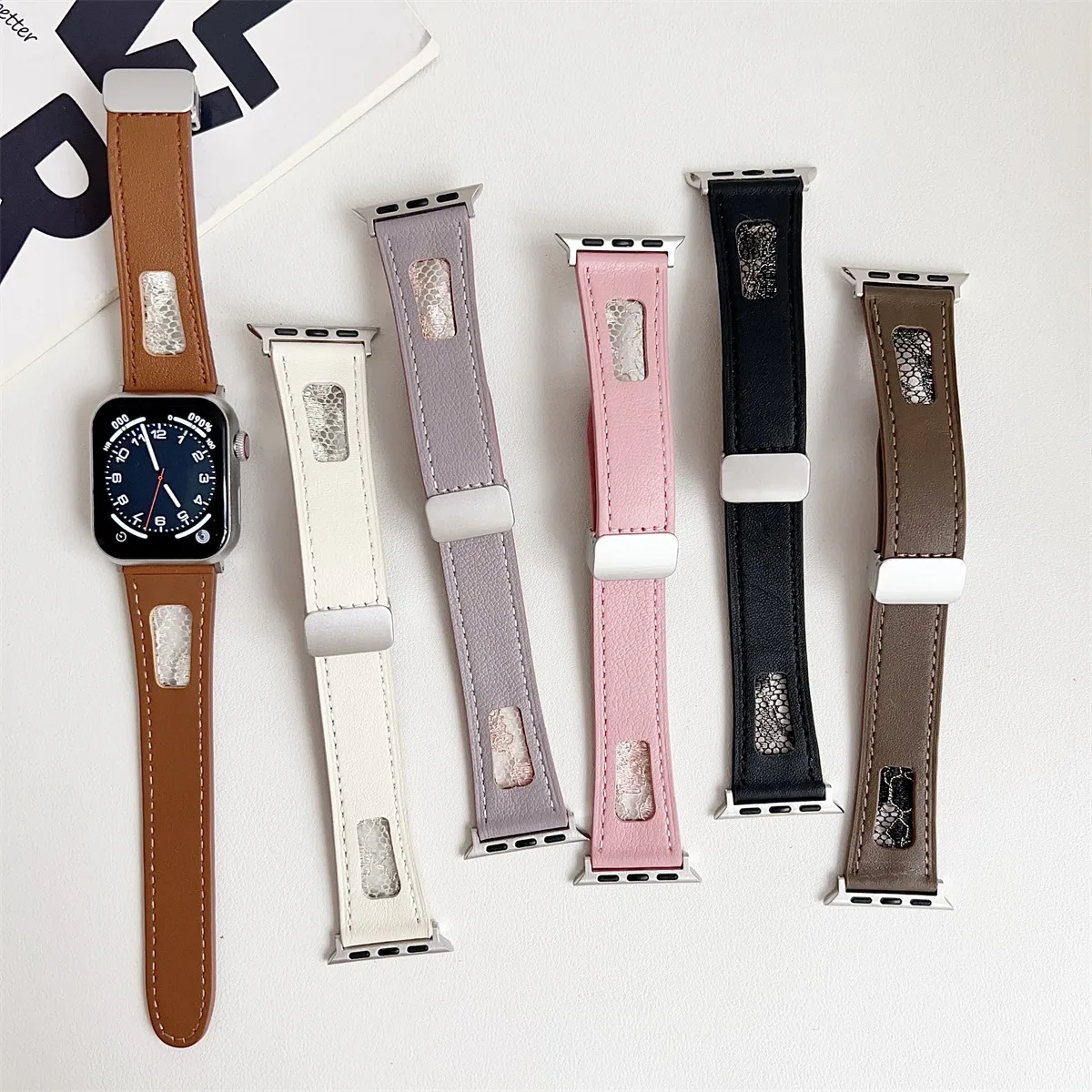 Watch Band For iWatch 42/44/45/46/49mm 38/40/41mm PU Leather Fashion Watch Strap For Watch Series Ultra2 Series 10/9/8/7/6/5/4/3/2/1_voghion.com