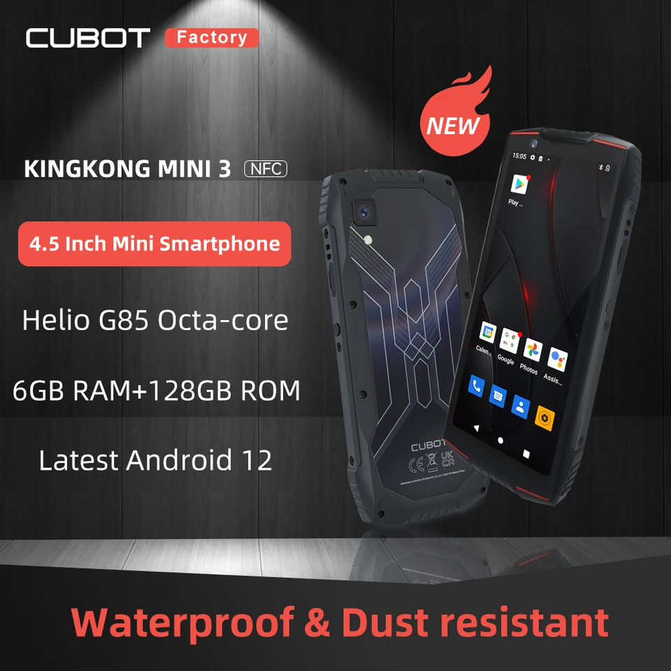 Comprar Cubot KingKong MINI 3, Mini teléfono inteligente de 4,5 pulgadas,  Helio G85 Octa-Core, 6GB + 128GB, Dual SIM, teléfono resistente al agua NFC