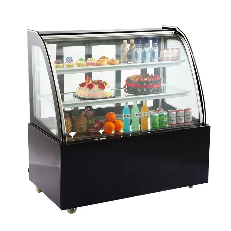Square Refrigerated Cake Glass Showcase Countertop Bakery Display Case Cabinet