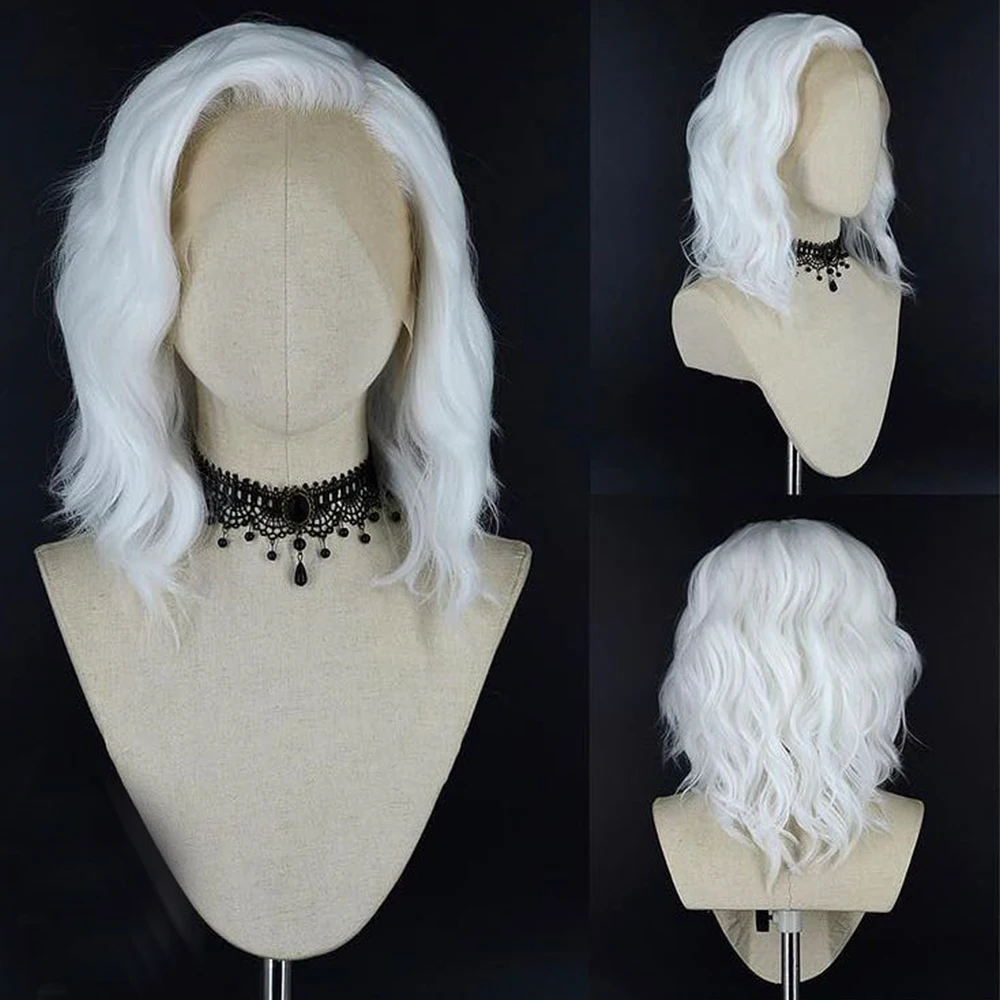 Synthetic Wig White Body Wave Glueless Preplucked Lace Front For Women With Baby Hair Heat Resistant Fiber Hair Wigs Daliy Wear