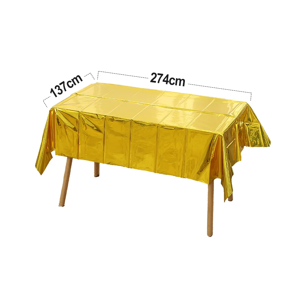 137*274CM Christmas Gold Aluminium Tablecloth Valentine's Day Halloween Graduation Thanksgiving