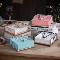 Napkin Paper Holder Bar Restaurant Hotel Napkin Organizer Black/White/Gold Tissue Storage Rack Square Solid Wood Tissue Holder 2