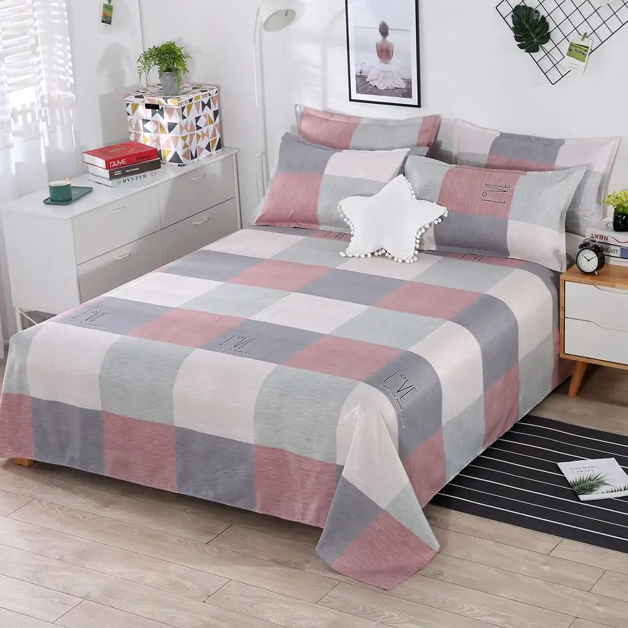 3pcs/Set Home Textile Bed Sheet Set with Pillowcases Cotton Material Lovers Room Bedding Room Flat Sheet 2
