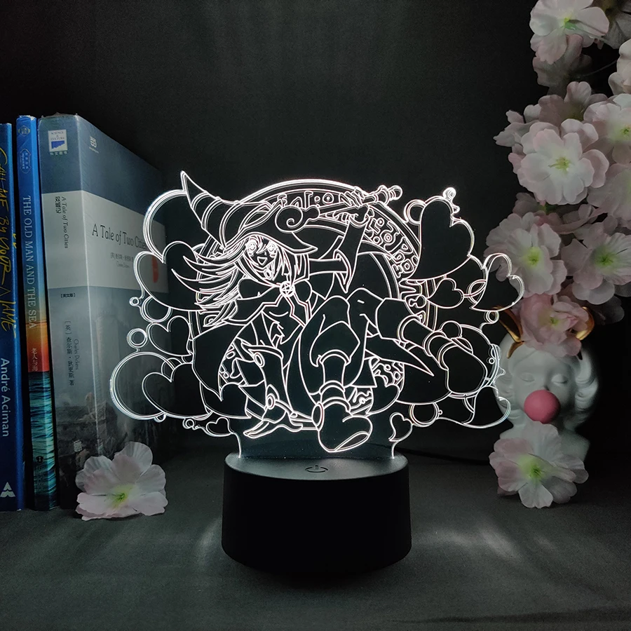 

Yu Gi Oh Black Magician LED Anime Lamp Cute Girl's Bedroom Decoration Night Light Desktop Action Figure Collection Toy Gift
