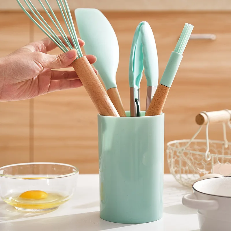 Kitchen Utensils 1PC Silicone Non-Stick Spatula Shovel Soup Spoon Handle Set BPA Free