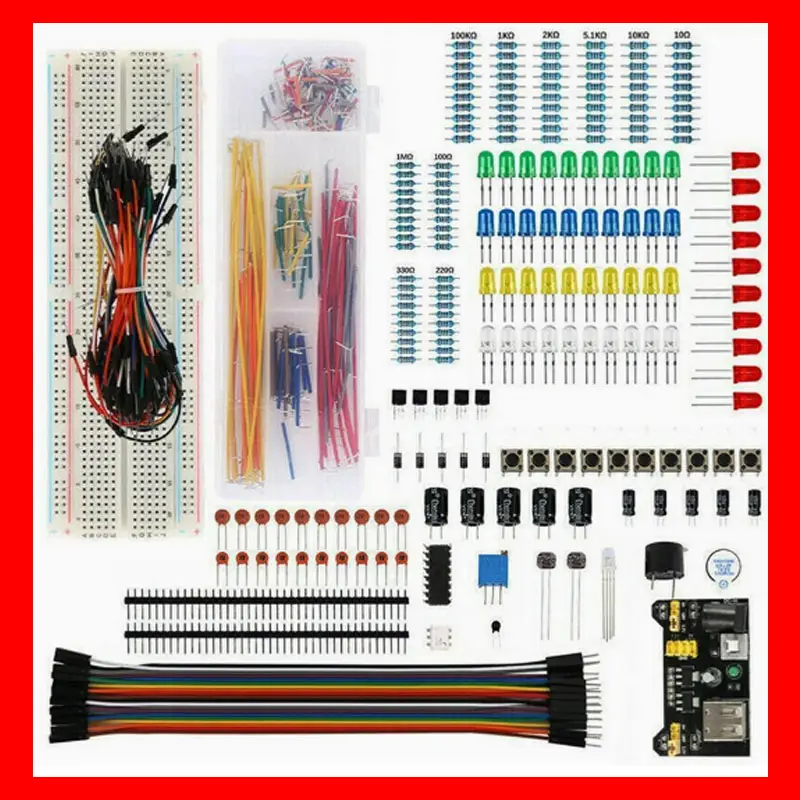 Electronic Components Electrolytic Capacitor Resistor, LED 830 Hole Breadboard Kit, UNO R Component Pack, Beginner Start - Image 2