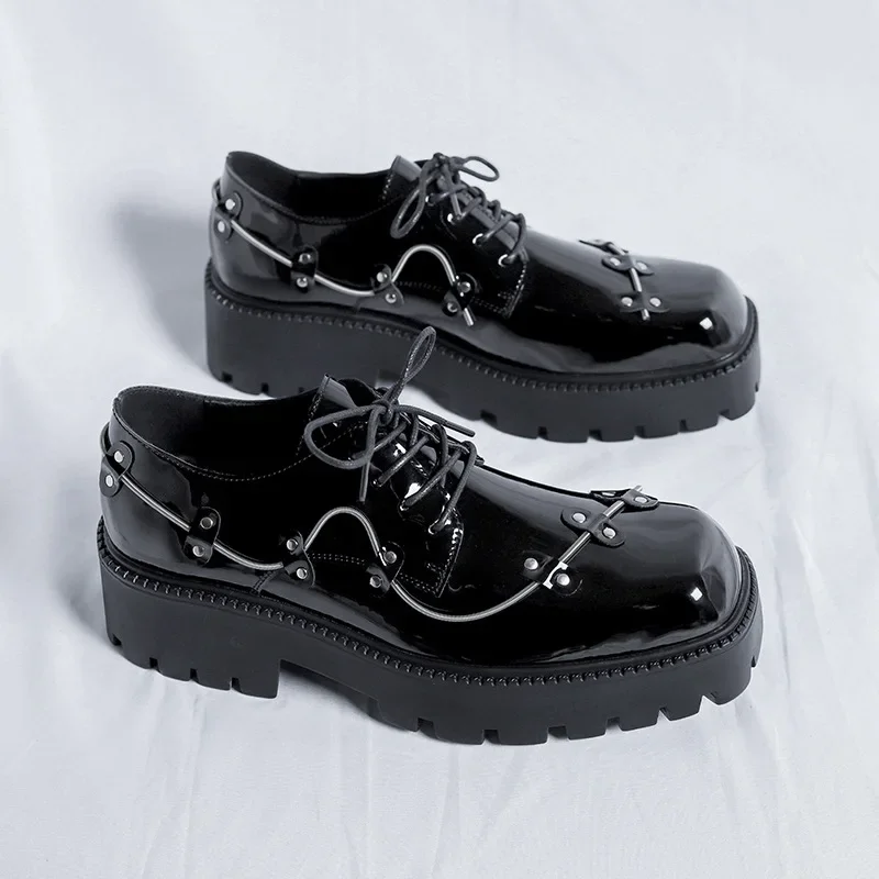 2023 Black Brogue Shoes Men Classic Platform Oxford Dress Shoes