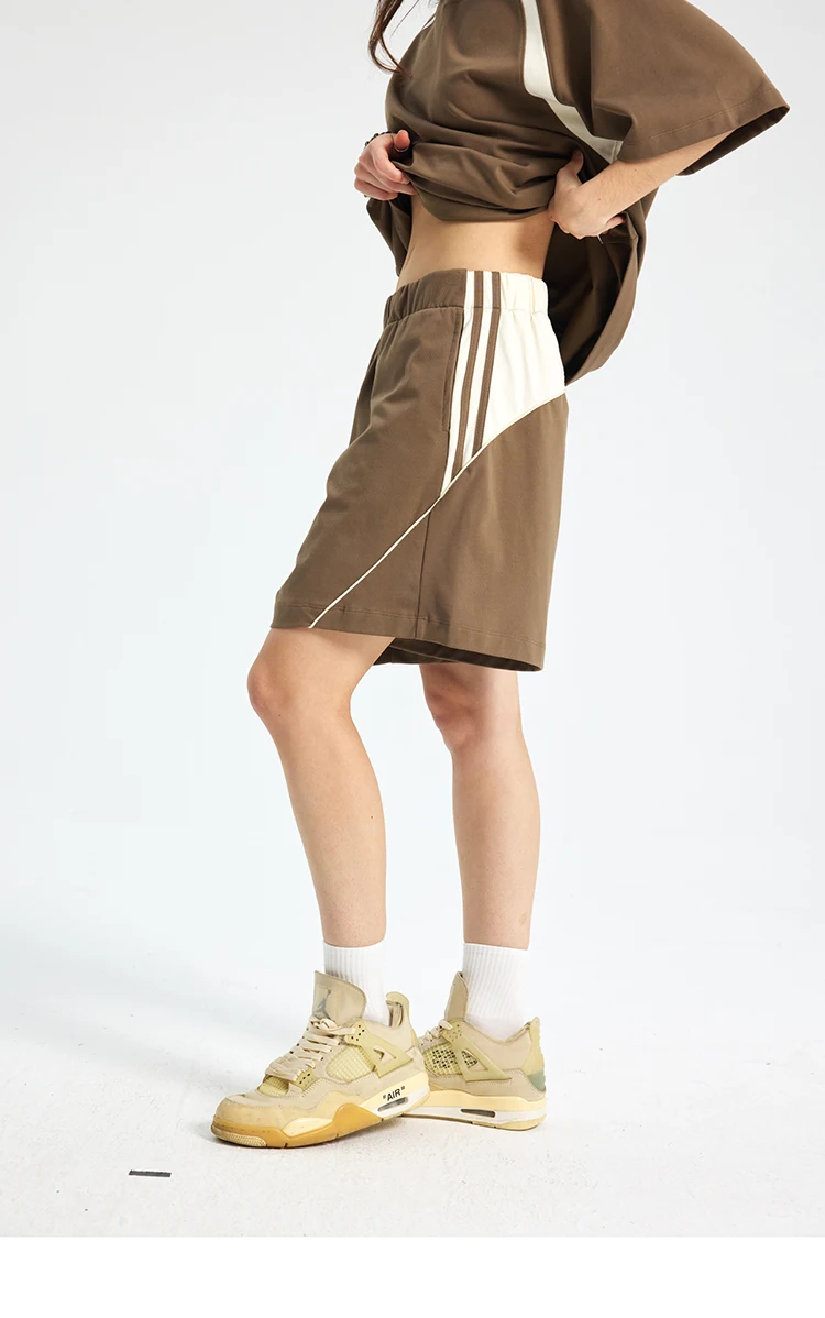 Side-Stripe Patchwork Track Shorts S30d558a254864bd7a8820e19b662433aH