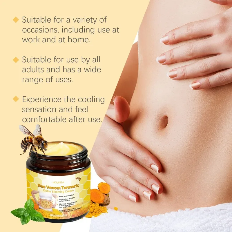 Bee Venom Turmeric Detox Slimming Cream Fat Burning Shrinking Weight Loss Anti-Cellulite Promote Metabolism Massage Cream slimming cream gel body cream