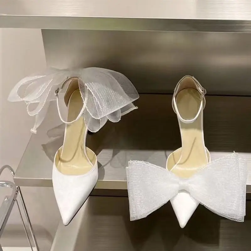 Big Butterfly-Knot Sandals Woman Summer High Heels Women Pumps Pointed Designer Shoes Mary Janes Sexy Stiletto Wedding Shoe women sandals women high heels pumps