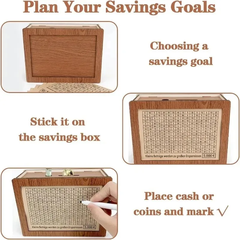 Deluxe Adult Wooden Money Saving Box with Digital Counter