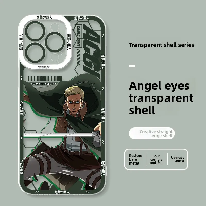 Anime Attack on Titan Mikasa & Levi Ackerman Clear Phone Case Cover