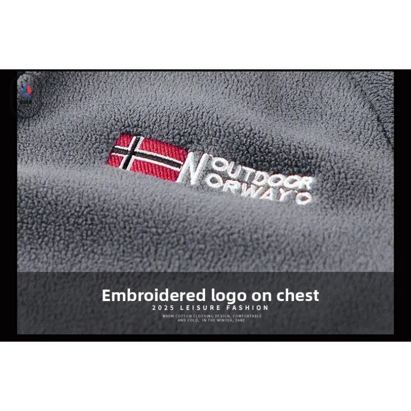 EIAO 2025 Spring Autumn Men Fleece Jacket Thermal Lined Long Sleeve Round Neck Base Layer Outdoor Casual Pullover Comfort Wear