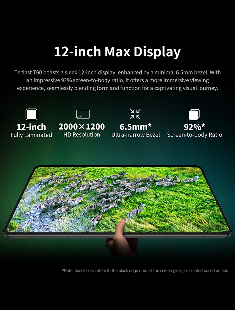 Teclast T60 12 inch 2K Tablet Android 13 8GB+8GB RAM 256GB ROM T616 octa-core 8000mAh 18W PD Fast Charging 4G VoLTE GPS Tablets