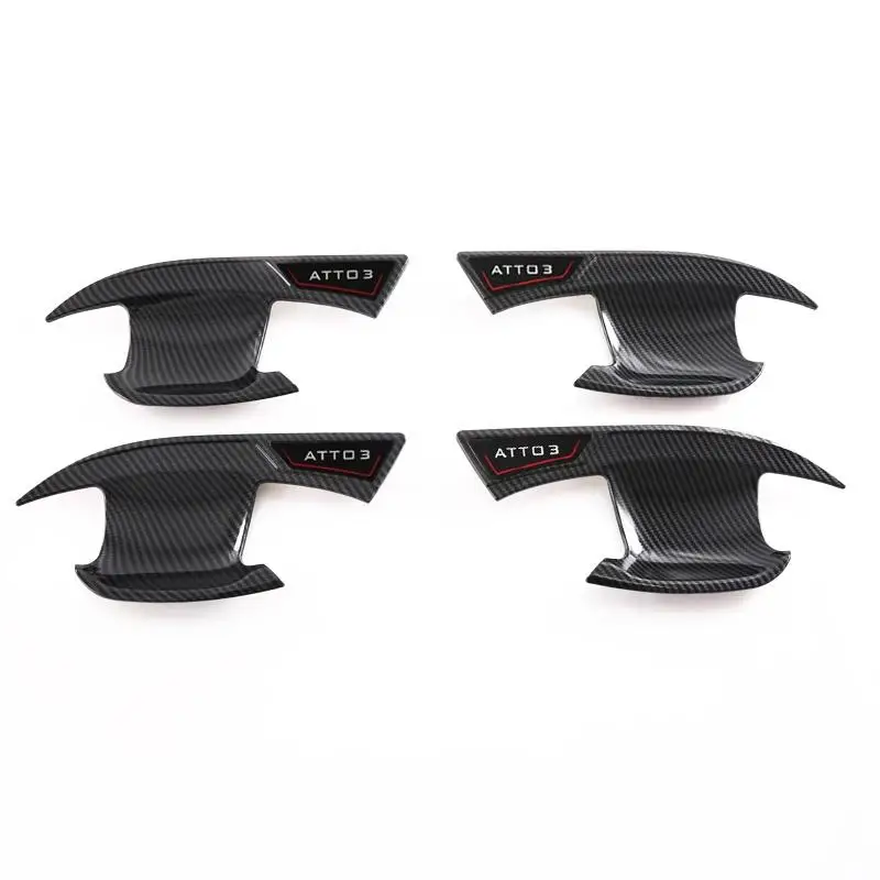 BYD ATTO 3 탄소 섬유 패턴 자동차 문짝 핸들 볼 커버 트림, Atto3 외부 문짝 핸들 트림