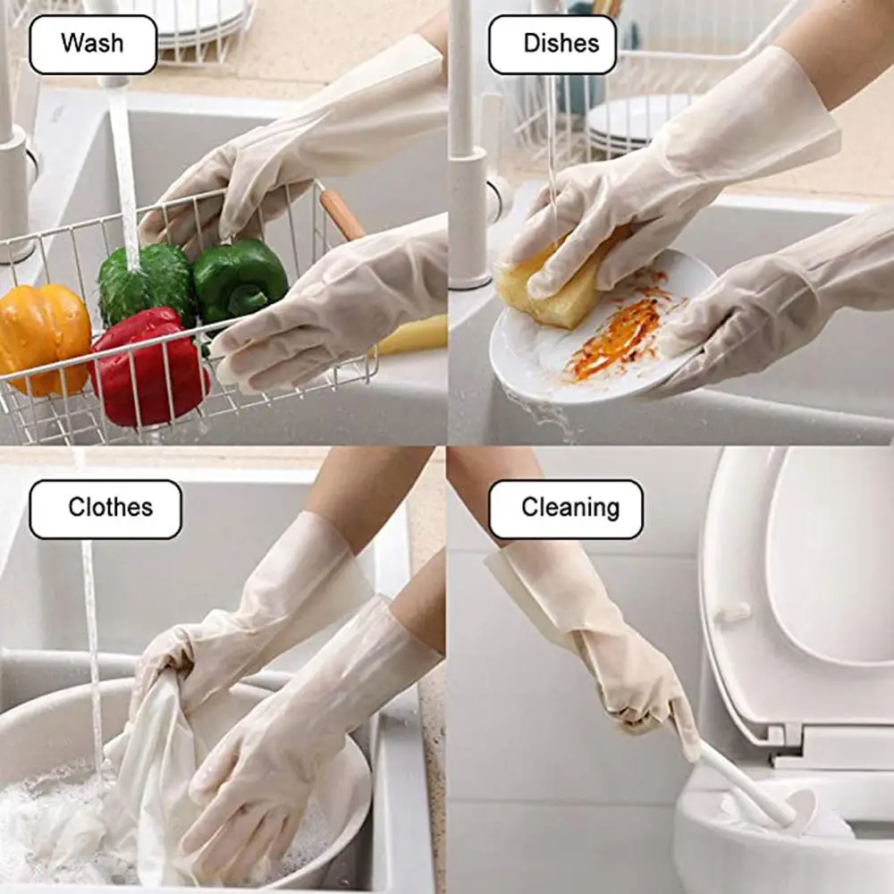 Dishwashing Cleaning Won't Break Gloves Waterproof Rubber Latex Gloves Kitchen Durable Cleaning Windows Housework Chores Tools
