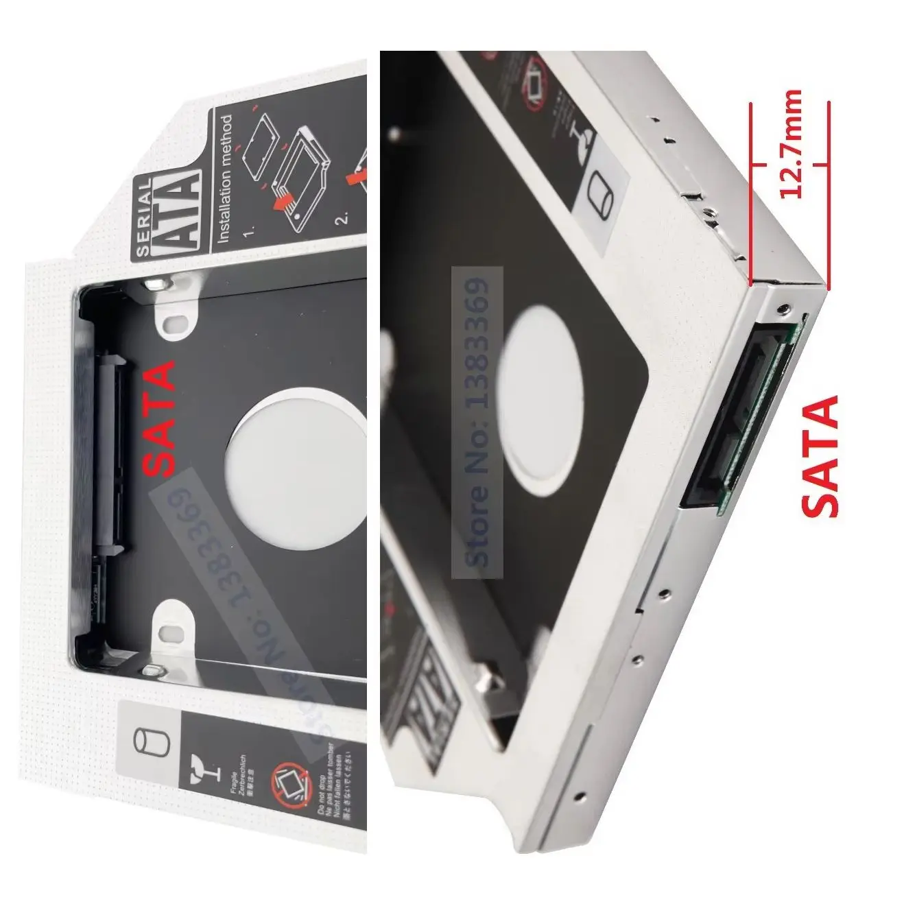 12.7mm 2번째 2.5 HDD 하드 드라이브 광학 베이 슬롯 캐디 브래킷 (레노버 씽크패드 T420 T420i T430 T430i W510 W520 W530 R400 R500 용)