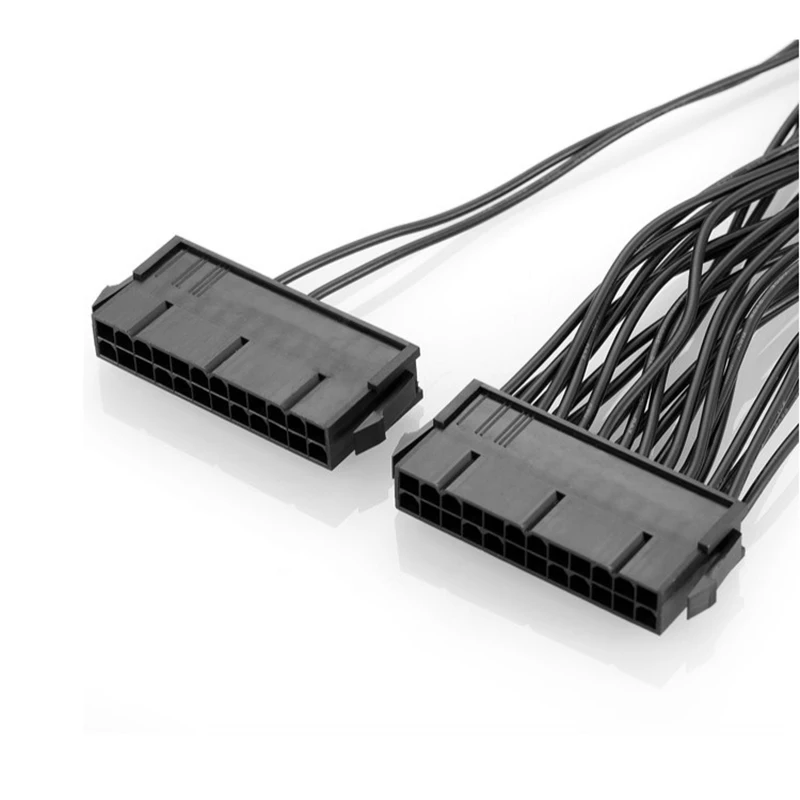 Sincronizador de Alimentação Macho para Fêmea Mineração Atx Cabo de Extensão Dual Psu Adaptador de Computador 24 Pinos 30cm - Imagem 4